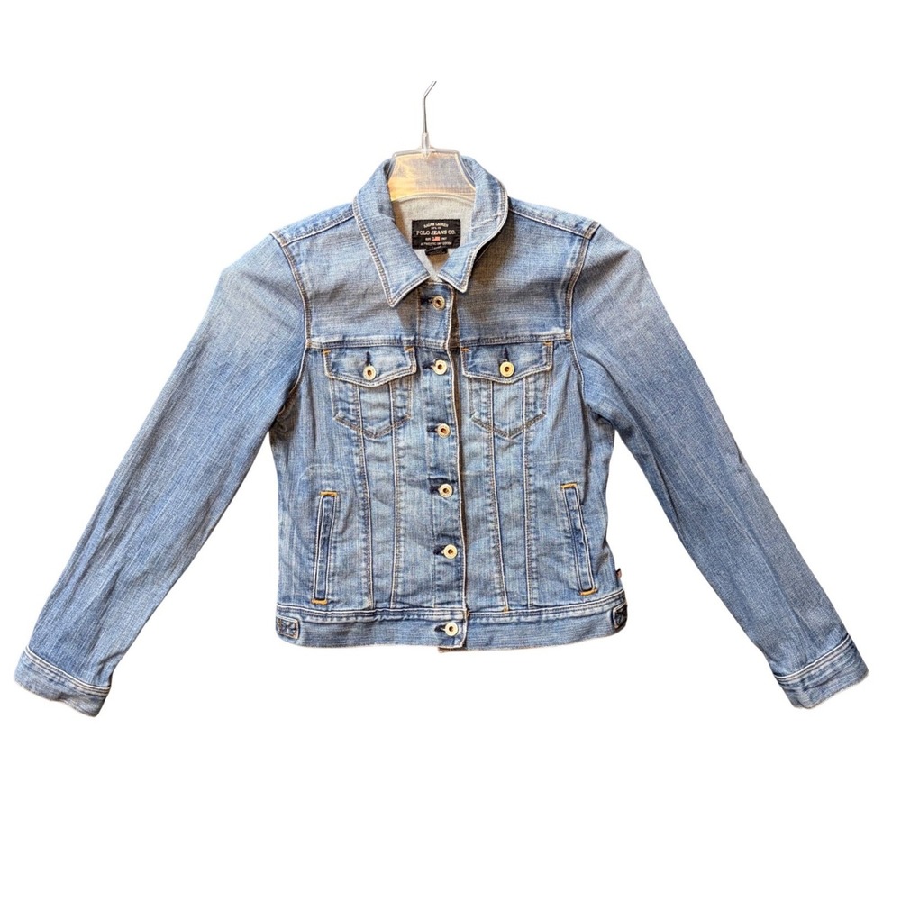 Vintage‎ Polo Jeans Co Ralph Lauren Denim Jacket Medium Lydia Light Wash Y2K